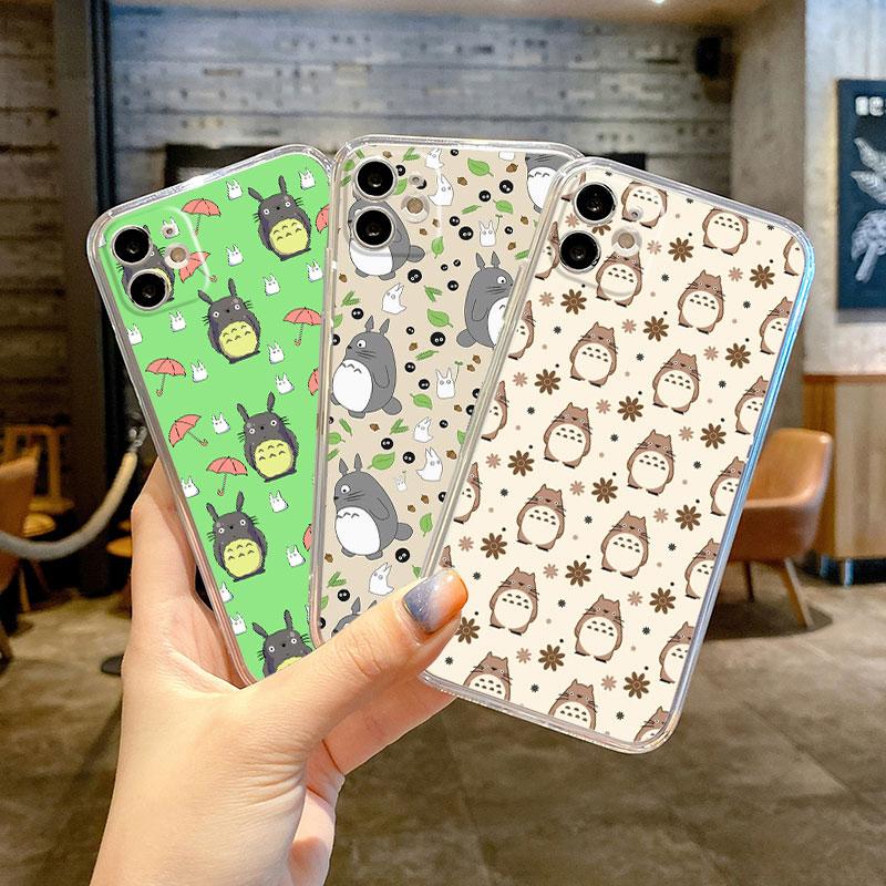 Totoro Soft Phone Case for iPhone 11 Pro 8 7 6S X XS 12 Pro Max 14 Plus XR 13 Mini SE 14Pro 11 Cartoon Cute Japan Anime Cover