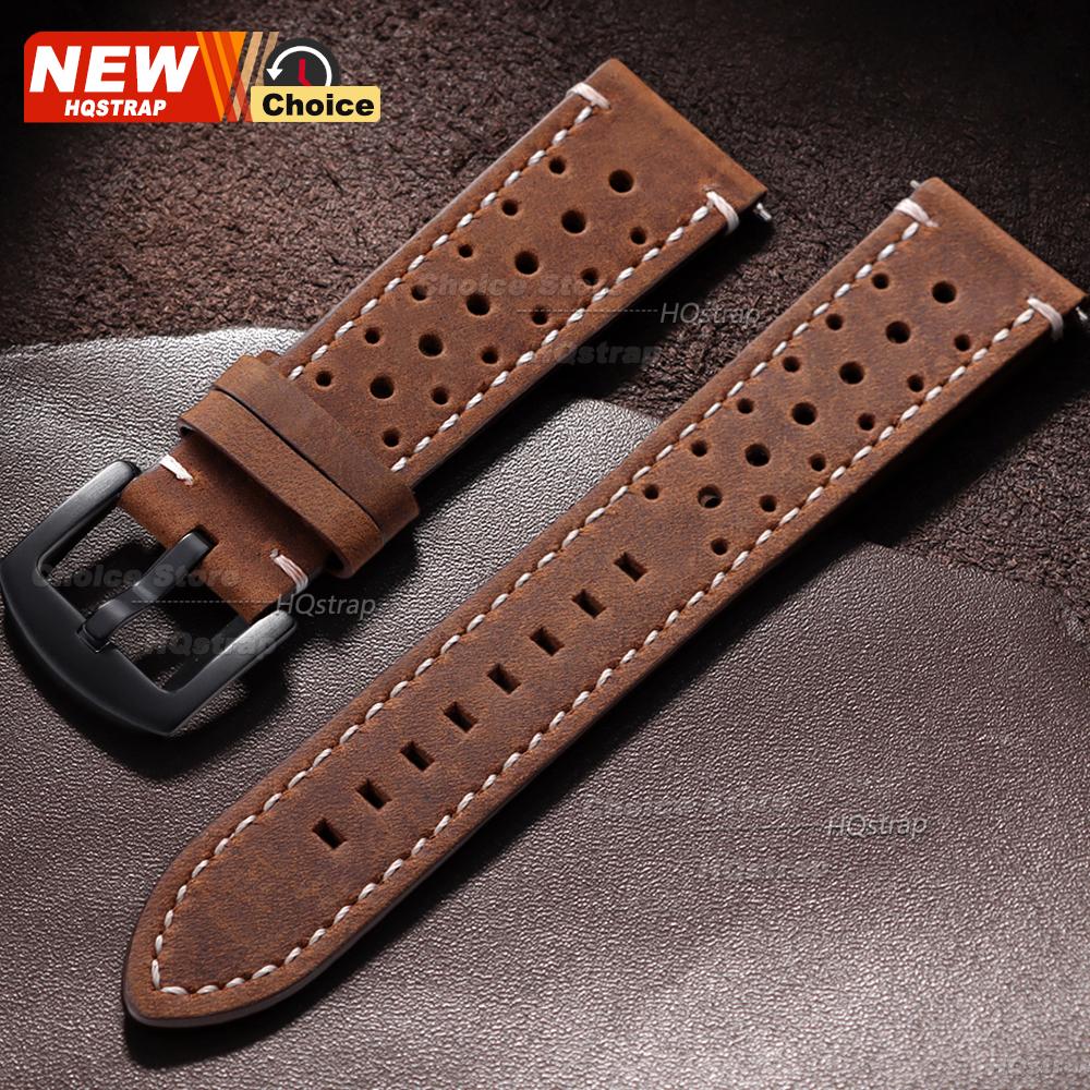 18/19/21/24mm 20/22mm Perforated Breathable Watch Strap for Seiko Bracelet for Rolex Band Smartwatch Leather Men Women Wristband
