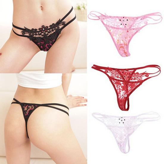 Women Sexy Lace Hollow Thongs G-string Briefs Panties Knicker Lingerie Underwear
