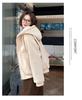 Unisex American-Style Hooded Fleece-Lined Winter Cotton Jacket with Faux Fur Trim