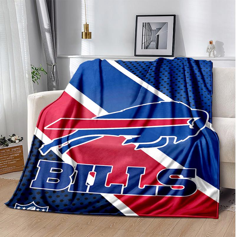 Bills Team Flannel Blanket Soft Warm All-Season Throw, Design for Camping, Car Travel, Hiking Sofa, Bed, Office Perfect Gift for Parties