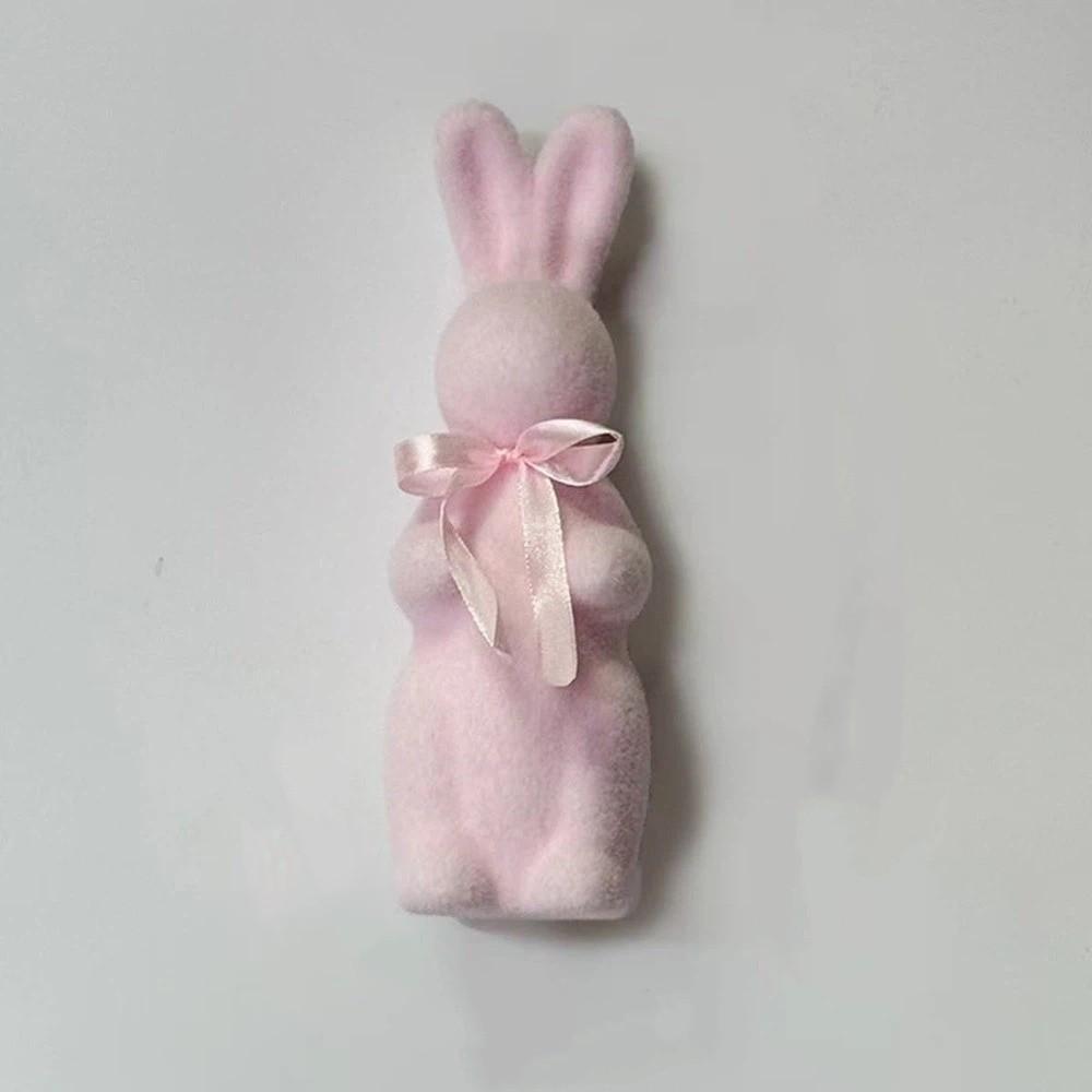 With Bow Tie Bunny Decoration Creative Large Flocking Rabbit Statues Cute Design Party Rabbit Ornaments Indoor Outdoor Lawn