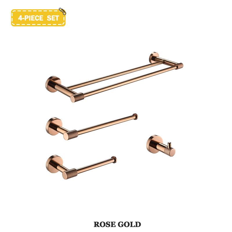 Rose Gold Wall-Mounted Stainless Steel Bath Towel Rack Toilet Paper Holder Towel Bar Robe Hook Cup Holder Bathroom Accessories