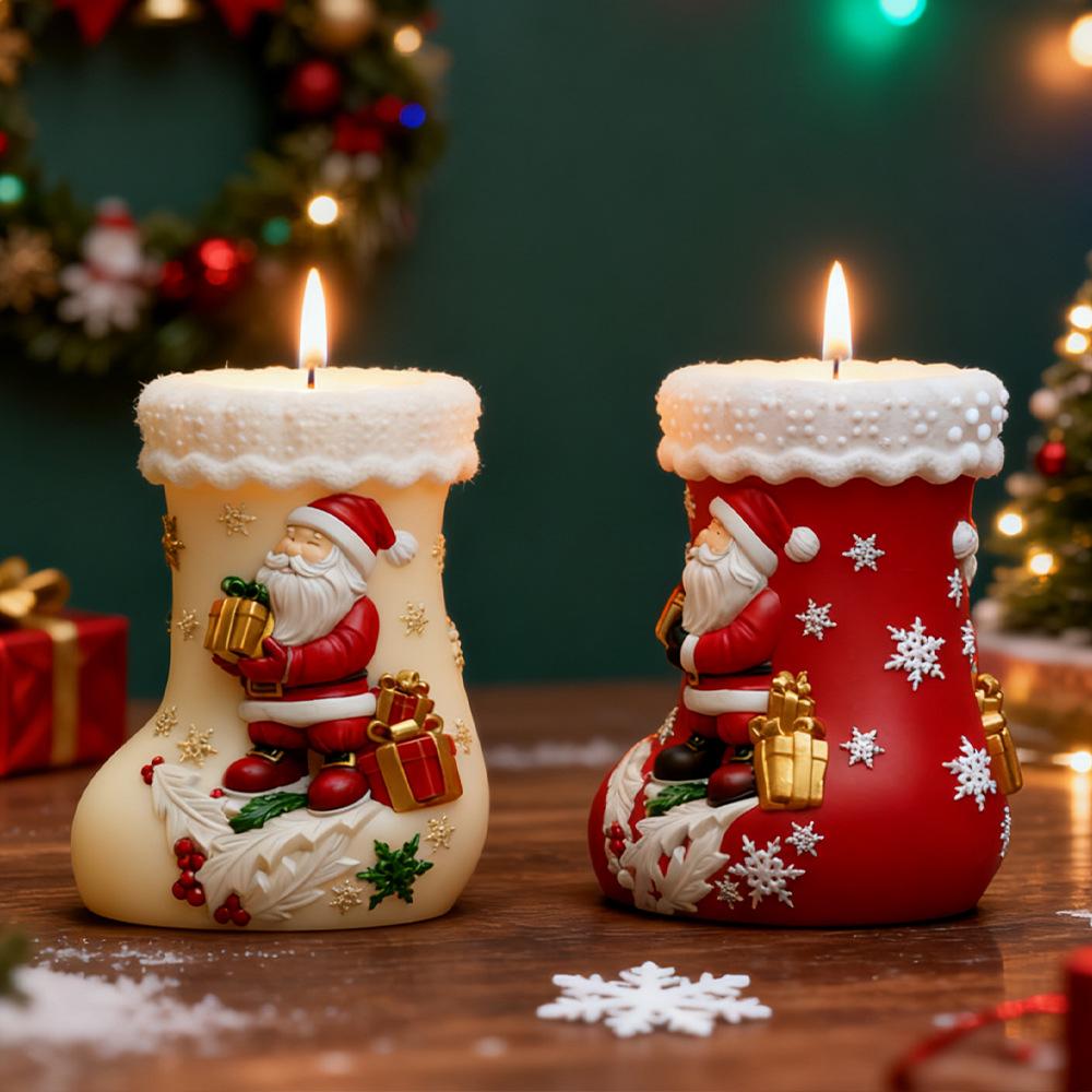 Holiday Stocking Silicone Mould Adorable Santa Claus Candle Mold Christmas Gift Mold Easy To Demold For Scented Ornament Making