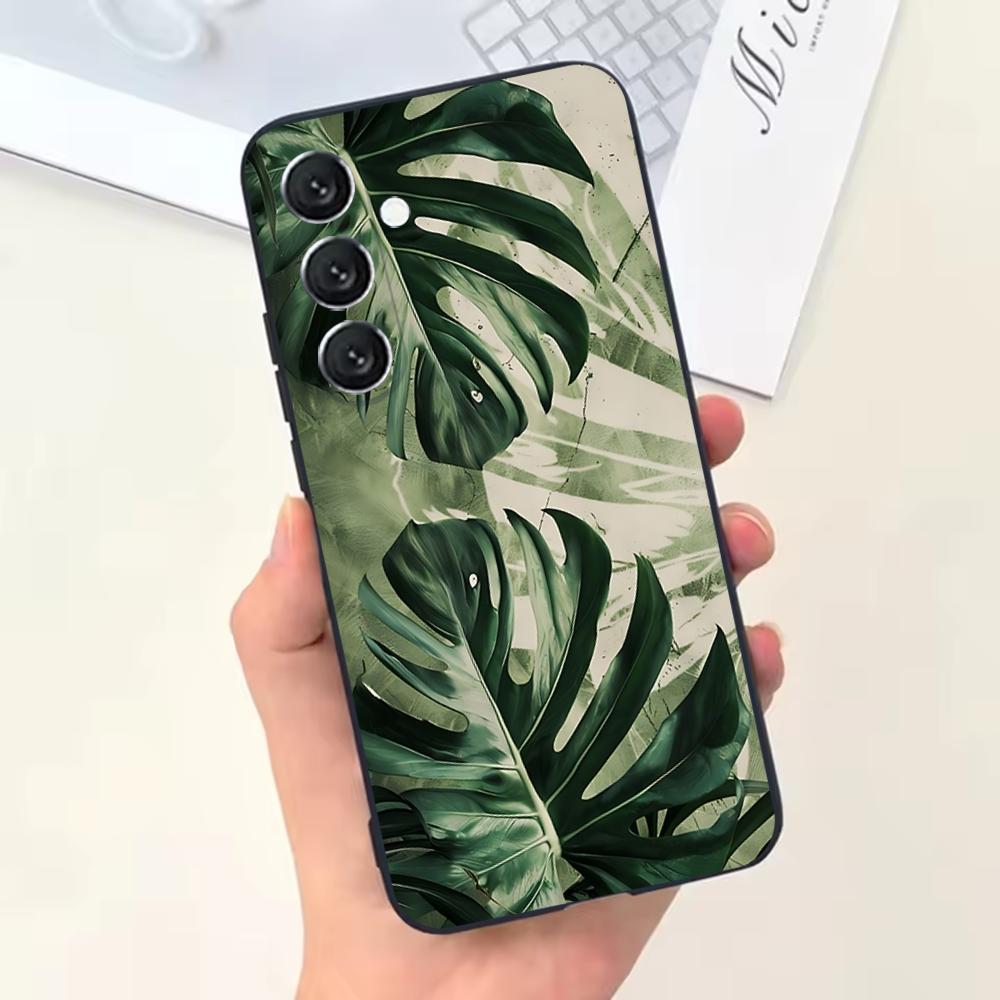 Aesthetic Sage Green Phone Case For Samsung Galaxy A13,A21s,A22,A31,A32,A52,A53,A71,A80,Soft Black Shell