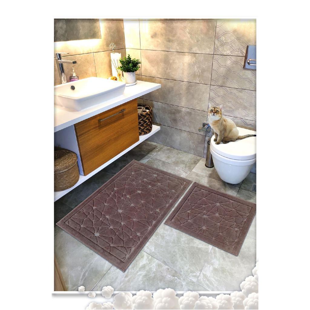 100% Cotton Woven Bath Mat Set, Bath Rug Glass Set Of 2 60x100 - 60x50