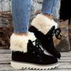 Large Size Mid-calf Snow Boots Women 2025 Fall and Winter Padded Thickened Warm Lace-up Cotton Boots