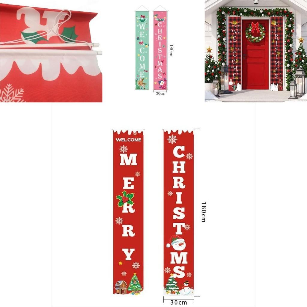 Festive Christmas Hanging Sign Banner Flag Xmas Party Outdoor Decoration