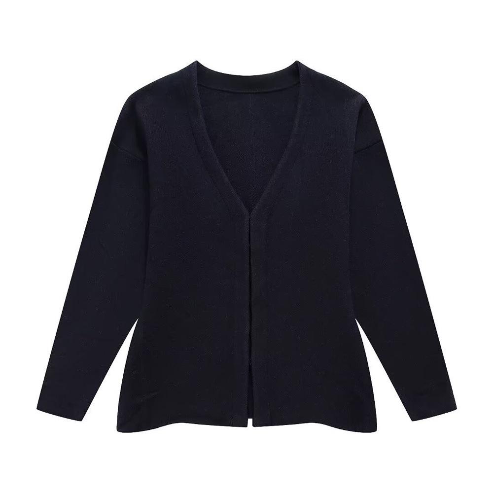 Autumn 2023 Women's V-Neck Knit Jacket & Mini Skirt Set