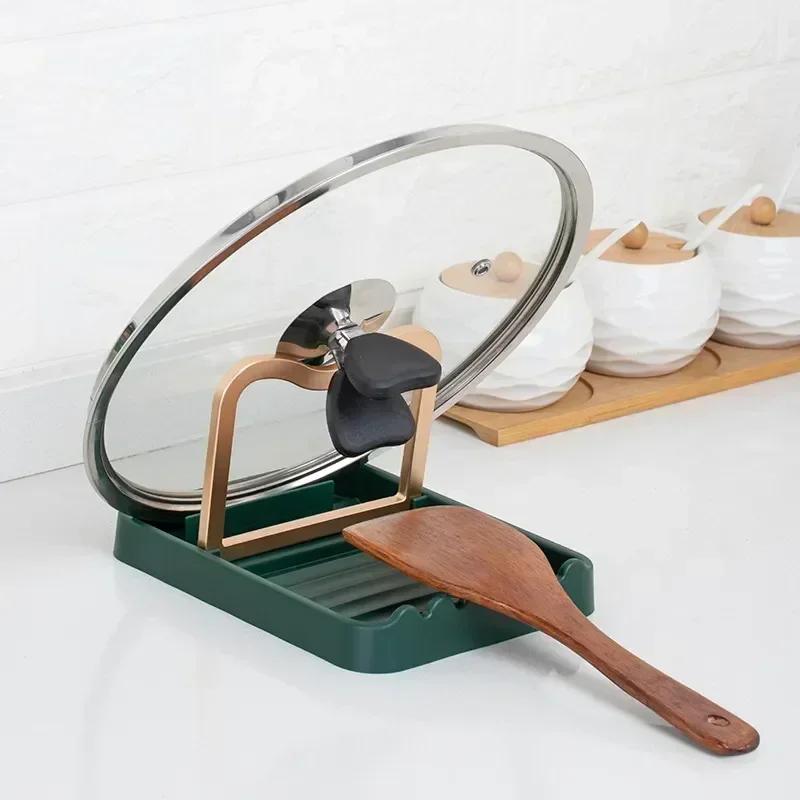 

Kitchen Desktop Pot Lid Holder Foldable Multifunctional Pot Cover Rack Spatula Storage Rack Pot Lid Rest Kitchen Organizer Racks серый