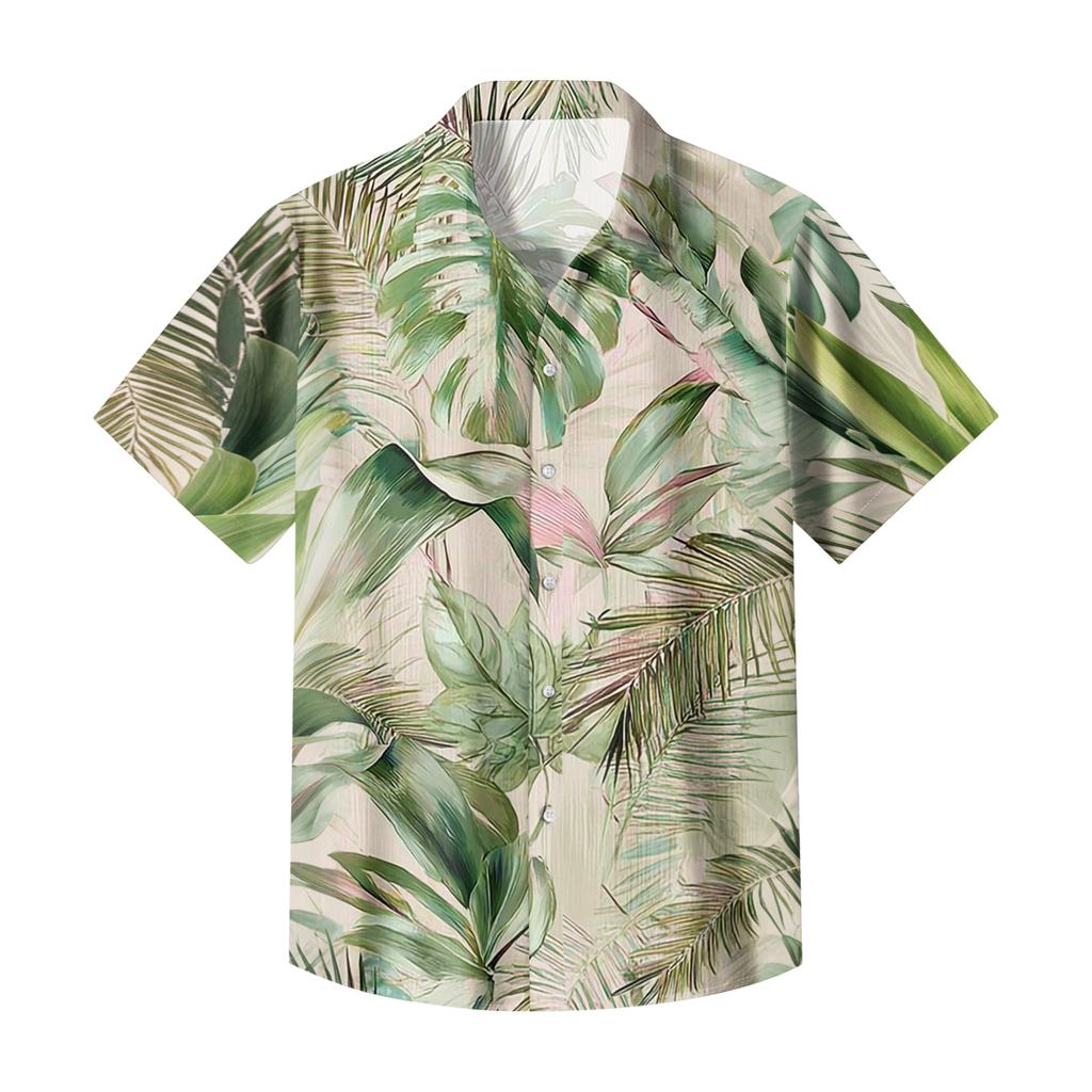 Men's Casual Loose Fit Hawaiian Print Short Sleeve Shirt Lightweight Button Down Summer Beach Shirt for Outdoor Activities