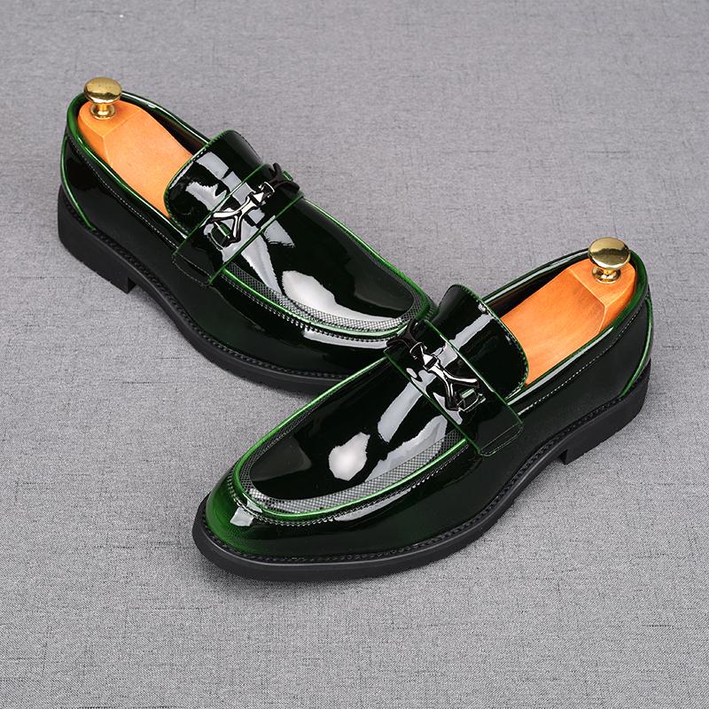 Britain New Men's Glossy Patent Leather Oxford Flats Casual Shoes Male Loafers Homecoming Wedding Dress Footwear