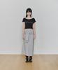 PAINORPLEASURE Tied Long Skirt Melange Gray