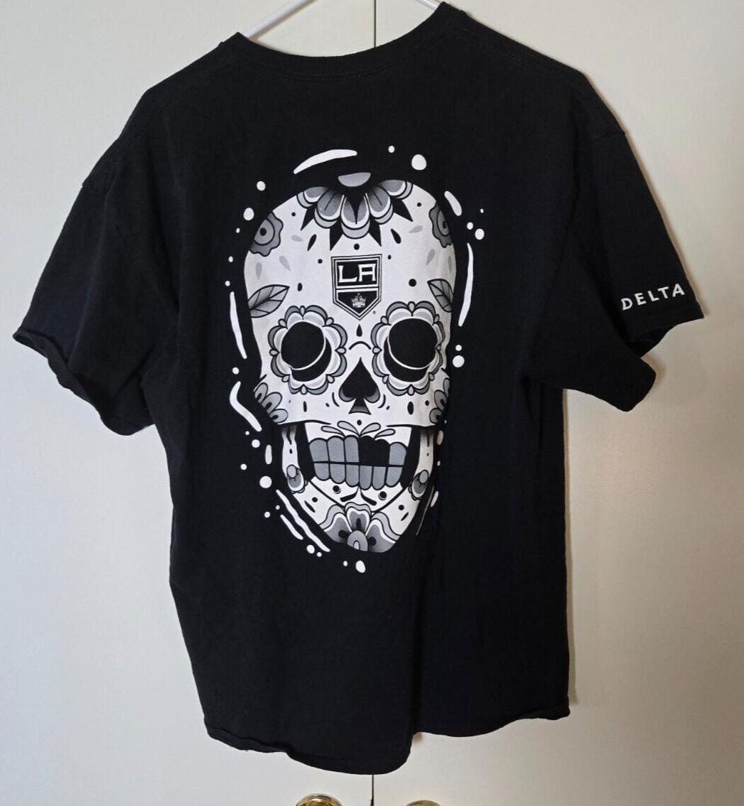 Rare! Los Angeles Kings Skull Dia de Los Muertos Black T Shirt Size XL S