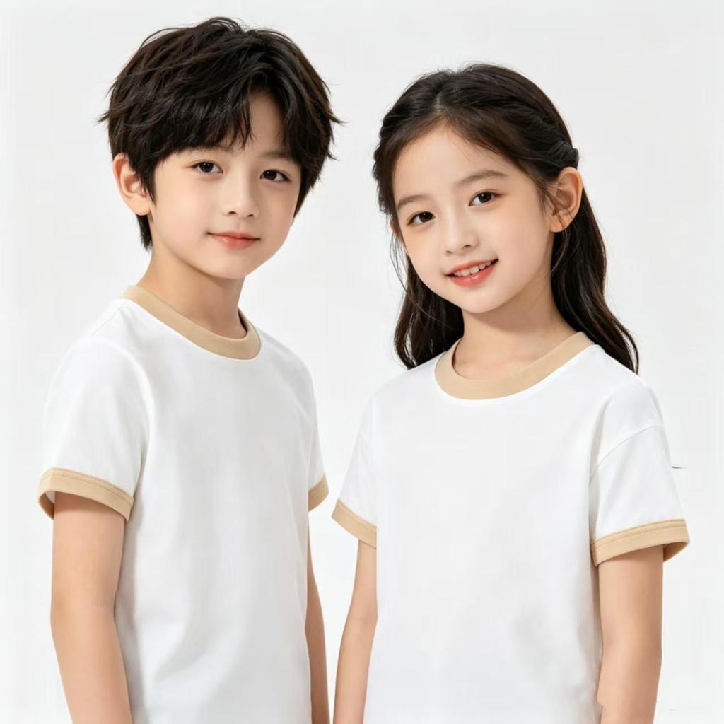 Children's Summer Color Block Short Sleeve T-shirt - Unisex Casual Fashion for Kindergarten Activities