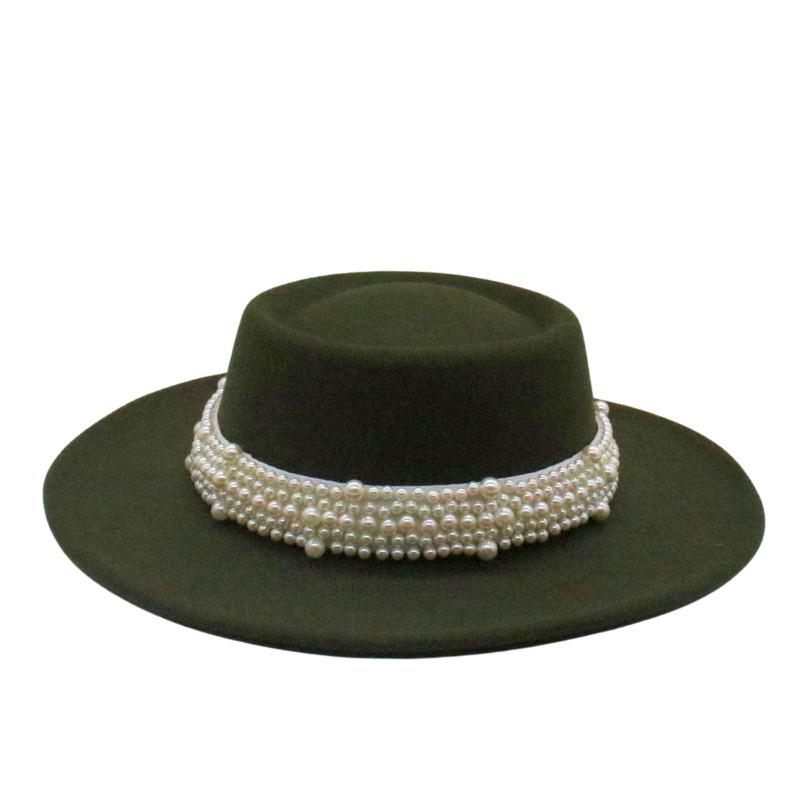 French Retro British Flat Top Top Hat Season Men'S And Women'S Hats Hepburn Face Small Felt Hat