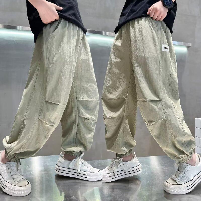 

Брюки для мальчиков Весенне-осенний стиль Детские брюки карго 2025 Новые осенние повседневные брюки Осенние длинные брюки для мальчиков Тонкий стиль 170 зелёный