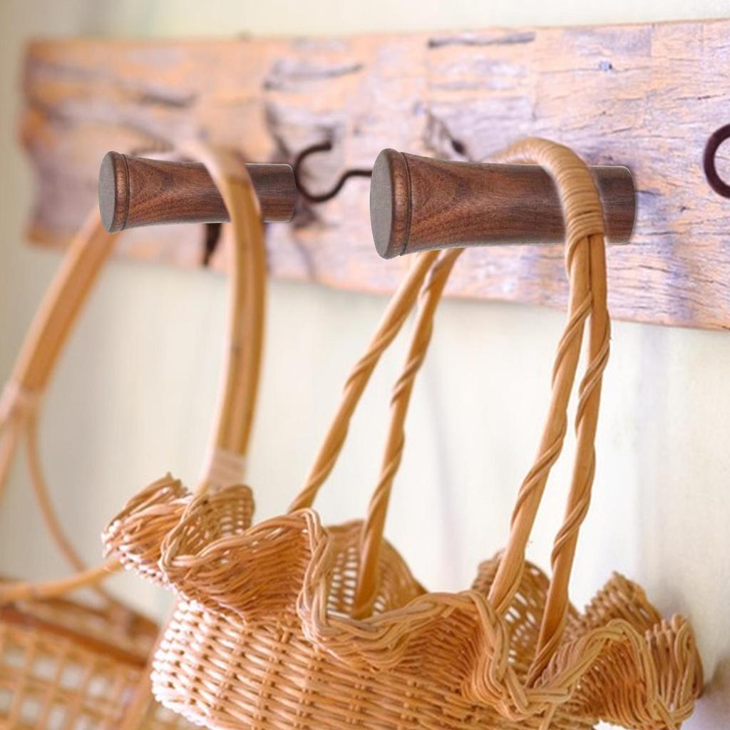 Wood Wall Hooks 2-Piece Wooden Entryway Hooks Towel Rack Rustic Decor Holder Storage Hanger for Bag Hat Backpack Scarf Clothes