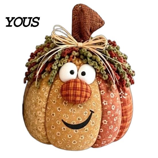 Vintage Fabric Ornaments for Window Display Whimsical Patchwork Pumpkin, Pumpkin Table Decor, Cute Smiling Face Decorative Pumpkins Fireplace