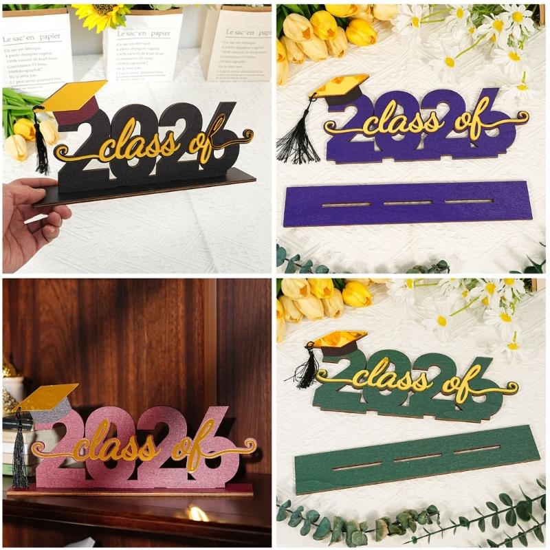 Graduation Decorations Class of 2026 Wood Table Centerpieces Congrats Grad Wooden Sign Graduation Table Toppers Gift