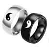 Czarny biały kolor Yin Yang Tai Chi pierścionki dla par moda chiński styl dla kobiet mężczyzn oświadczenie obrączka ślubna ze stali nierdzewnej