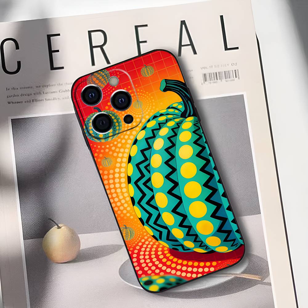 

Забавный чехол для телефона с тыквой Y-Yayoi K-Kusama для iPhone 17,16,15,14,13,12,11 Plus,Pro Max,XS, Мягкий черный чехол iPhone16