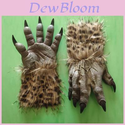 Plush Wolf Claw Latex Gloves For Halloween Costume Accessories And Themed Party Decor
