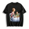 Warm Parent-child Meal Time Print Casual Top For Adults & Kids Pure Cotton T-shirt