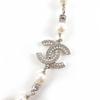 Pristine CHANEL Necklace COCO Mark Faux Pearls and Rhinestones Silver C25V Used