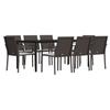 VidaXL Ensemble à manger de jardin 9 pcs coussins résine tressée acier 3186966