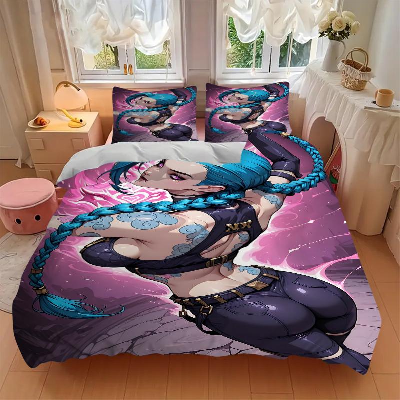 3Pcs Blue Hair Warrior Bedding Sets For All Sizes New 3D Printed Bed Cover Comforter Duvet Cover Pillowcase Bedroom Decoration