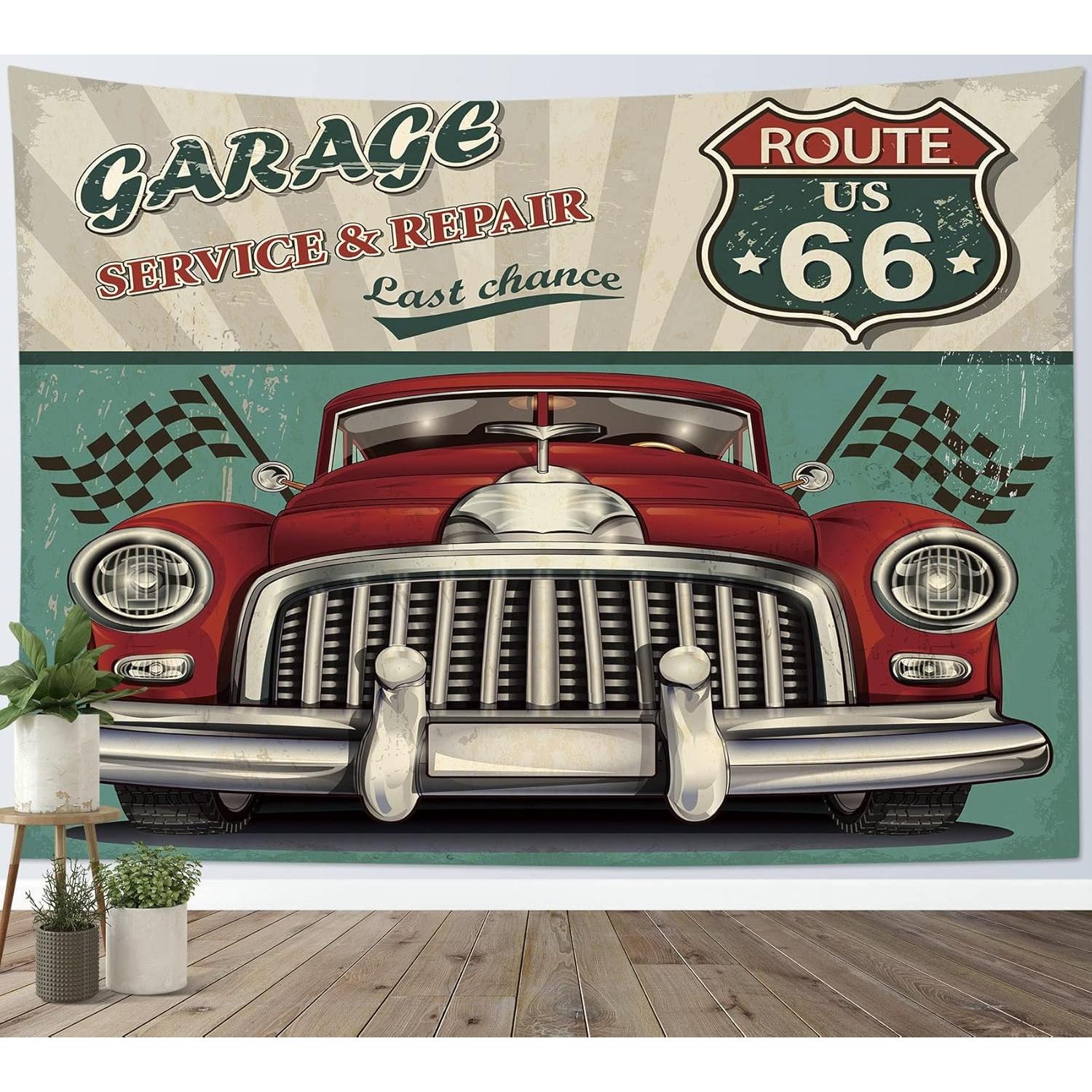 Tapestry hvest retro vintage car wall art 75x100