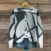 Women's Vintage Knit Button Retro Geometric Print Cardigan Jacket