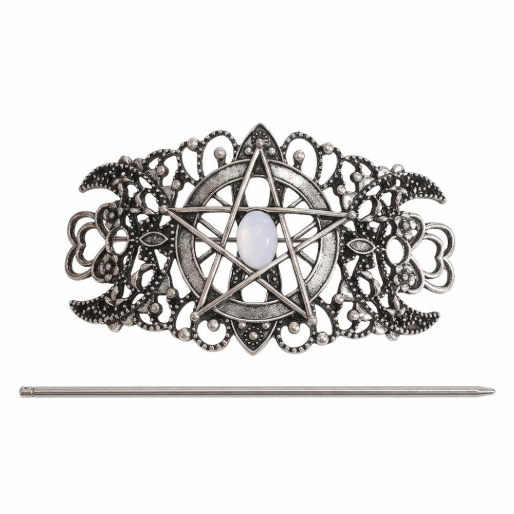Beautiful Crescent Branch Gothic Hair Stick Antiqued Retro Pentagram Hairpin for Women