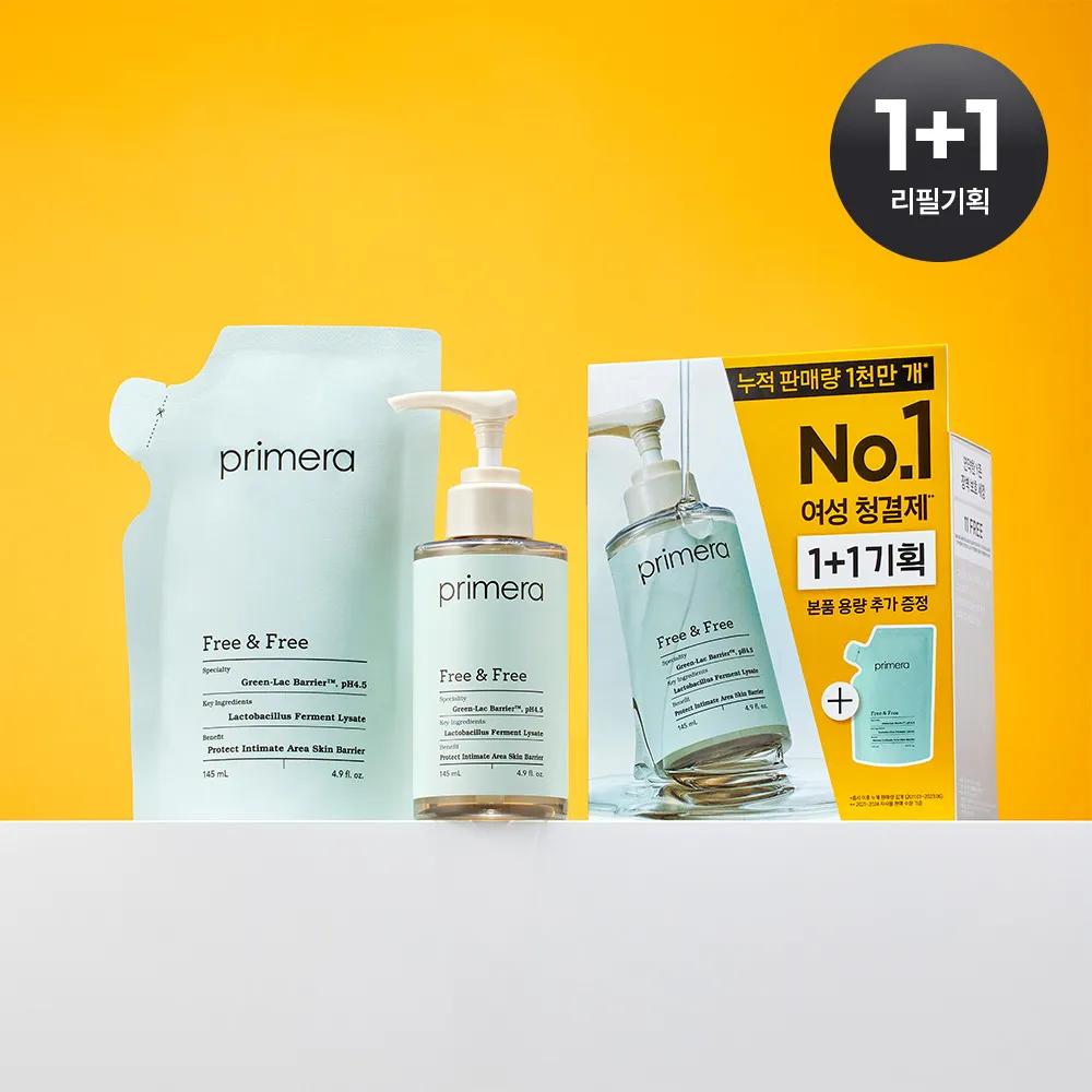 Primera Free & Free Soft Foam Feminine Wash 145ml 1+1 Set