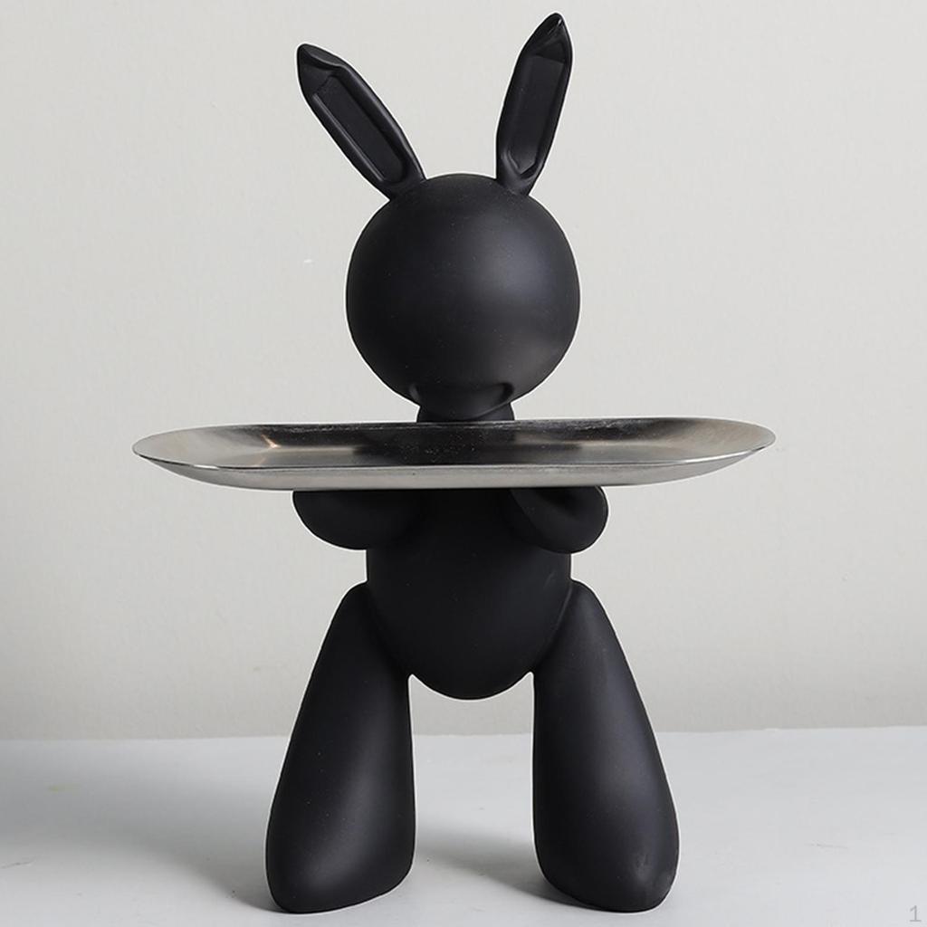 Statue Storage Earrings Holder Container Phones Organizer Resin Rabbit Sculpture for Kitchen Porch