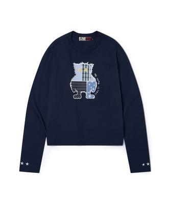 Lujeoseukeulleob Yeti Applique Long Sleeve T-Shirt Navy