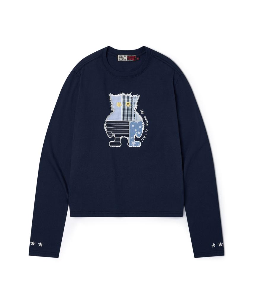 Lujeoseukeulleob Yeti Applique Long Sleeve T-Shirt Navy
