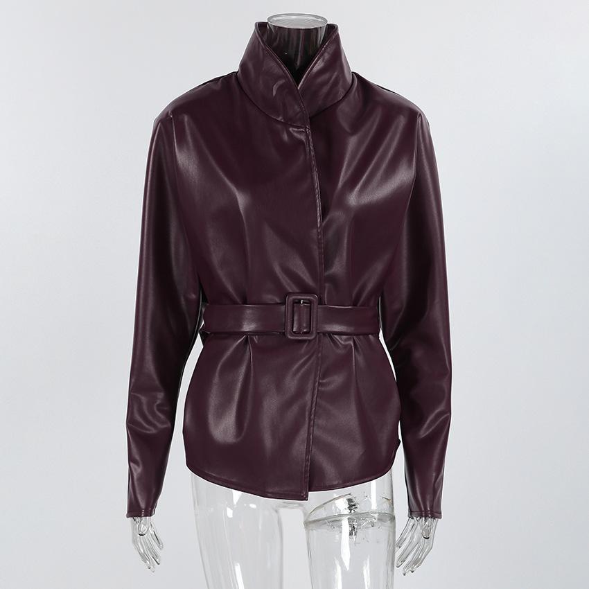 Vintage Motorcycle Style Stand Collar Leather