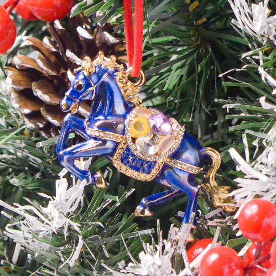Pferd Weihnachtsschmuck Strass Baumdeko Glückliches Tierkreiszeichen Thema Festliche Feiertagsdekoration