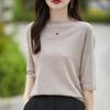 Women's Wool Sweater Qinghe Cashmere 50% Silk 50% Wool Autumn and Winter Wool Pullover Soft and Warm