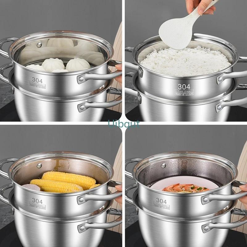20-24CM thick soup pot 304 stainless steel steamer Congee Noodle Soup Pot Small boiling pot For gas induction cookers hotpot