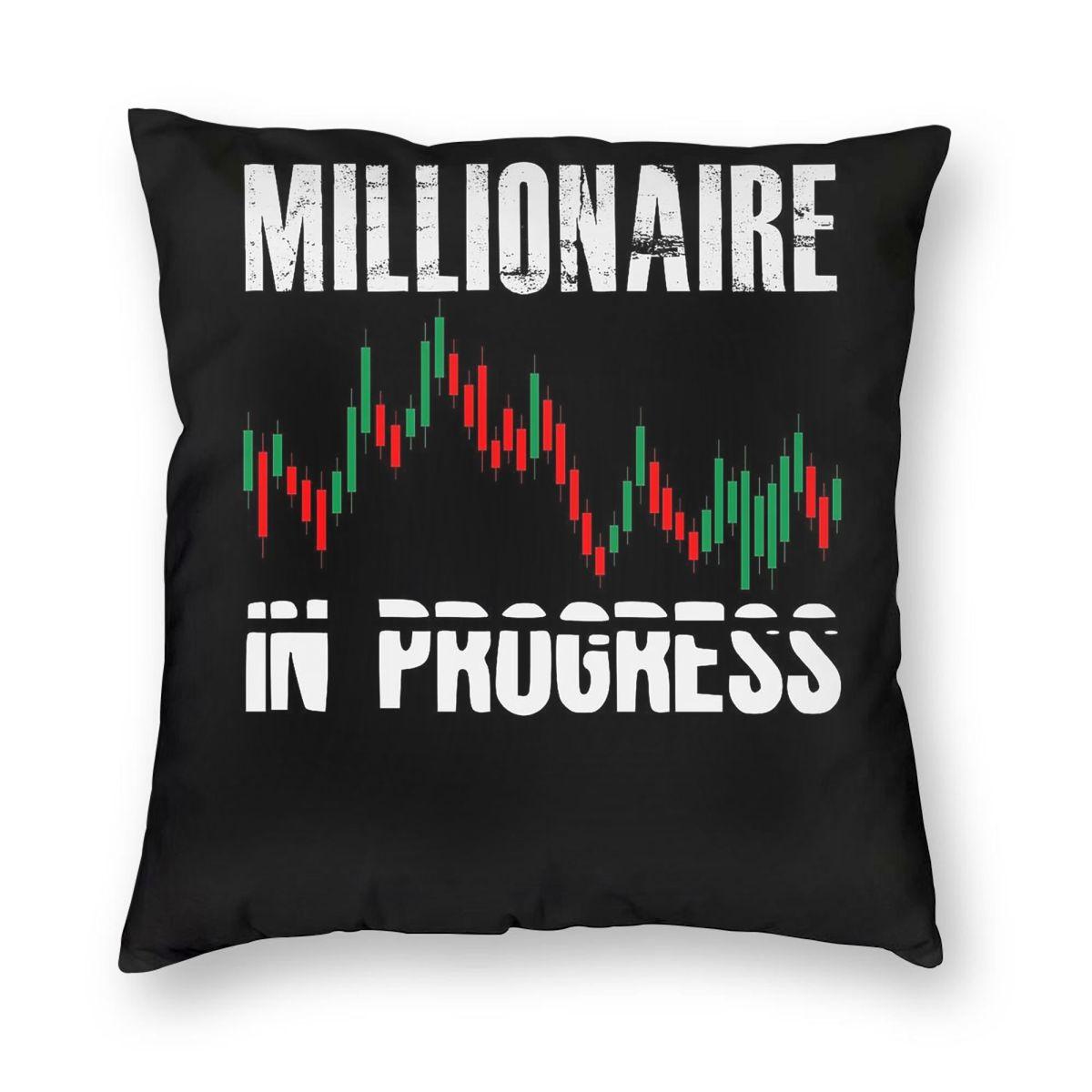 Millionaire In Progress Daytrader Square Pillowcase Polyester Linen Velvet Pattern Zip Decorative Pillow Case Room Cushion Cover Peach skin 18*18(CM)-1Pcs