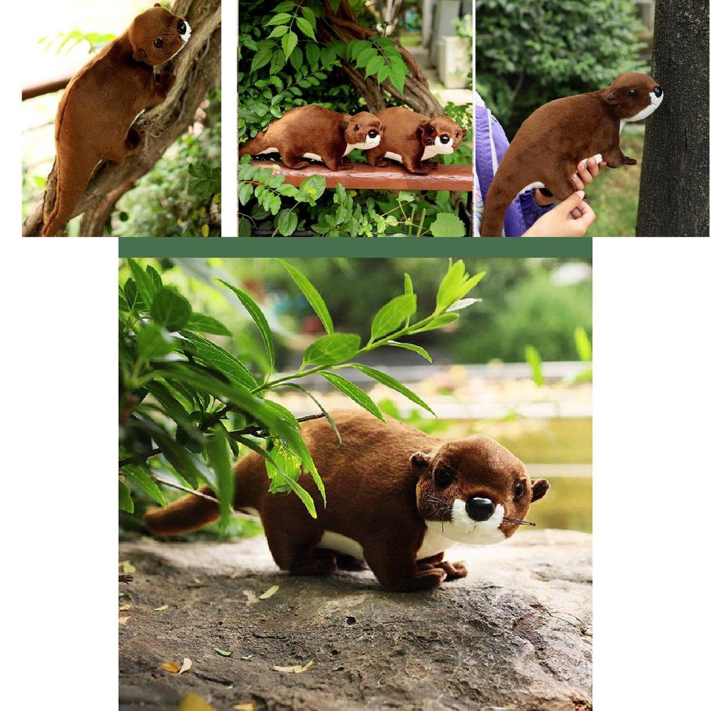 Adorable Otter Stuffed Plush Toy Realistic Long Fur Soft Animal Figure 40cm Gift