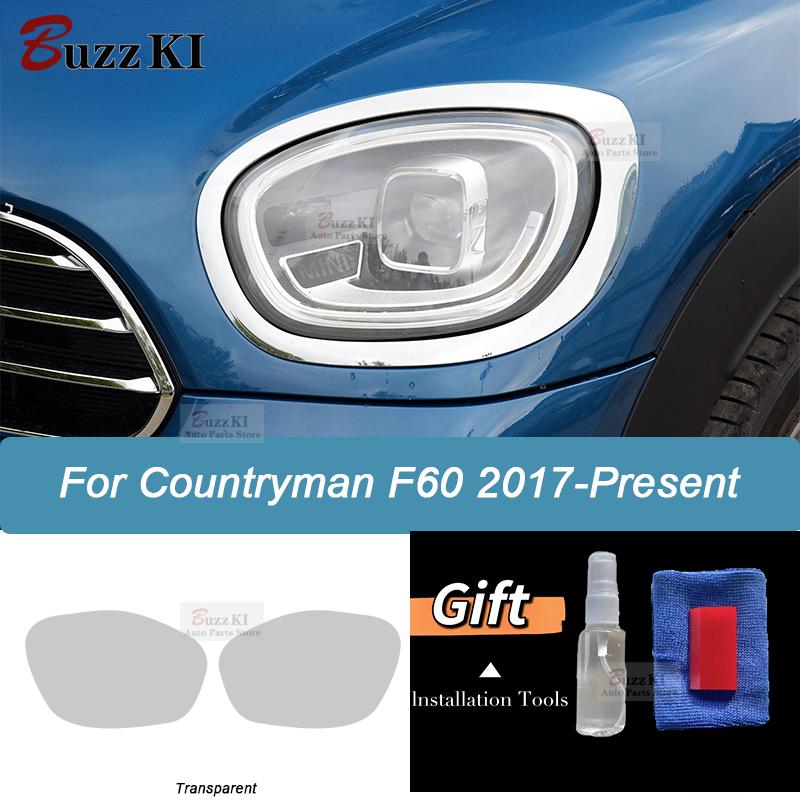 For MINI Countryman F60 JCW Cooper 2 Pcs Car Headlight Protective Film Smoked Black Tint Wrap Transparent TPU Repair Sticker