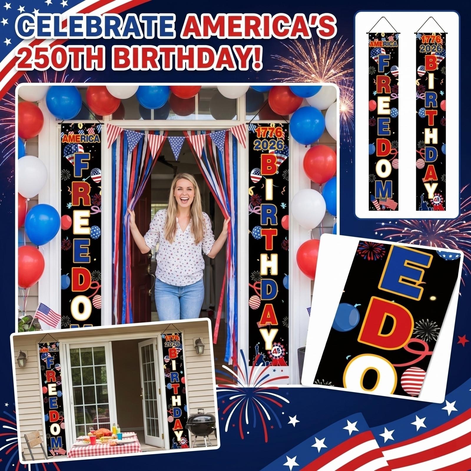 American Independence Day Flag Hanging Door Curtain Door Flag One Size