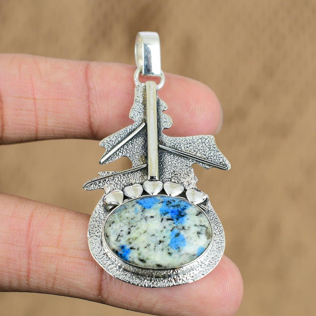 Anniversary Gift For Her Natural K2 Jasper Gemstone Pendant 925 Sterling Silver