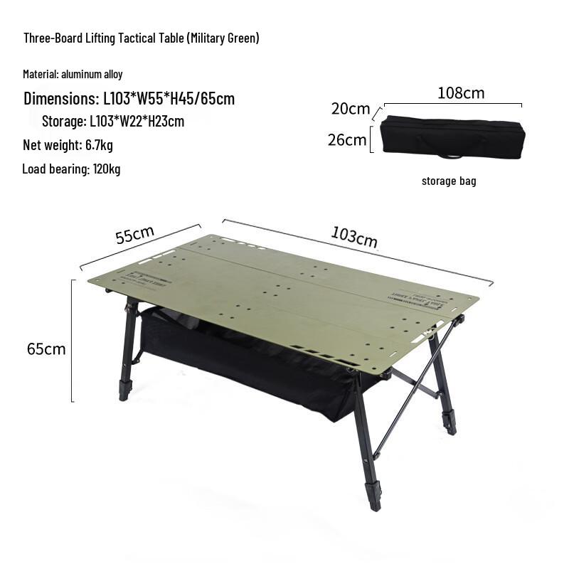 OIMG Portable Aluminum Folding Camping Table