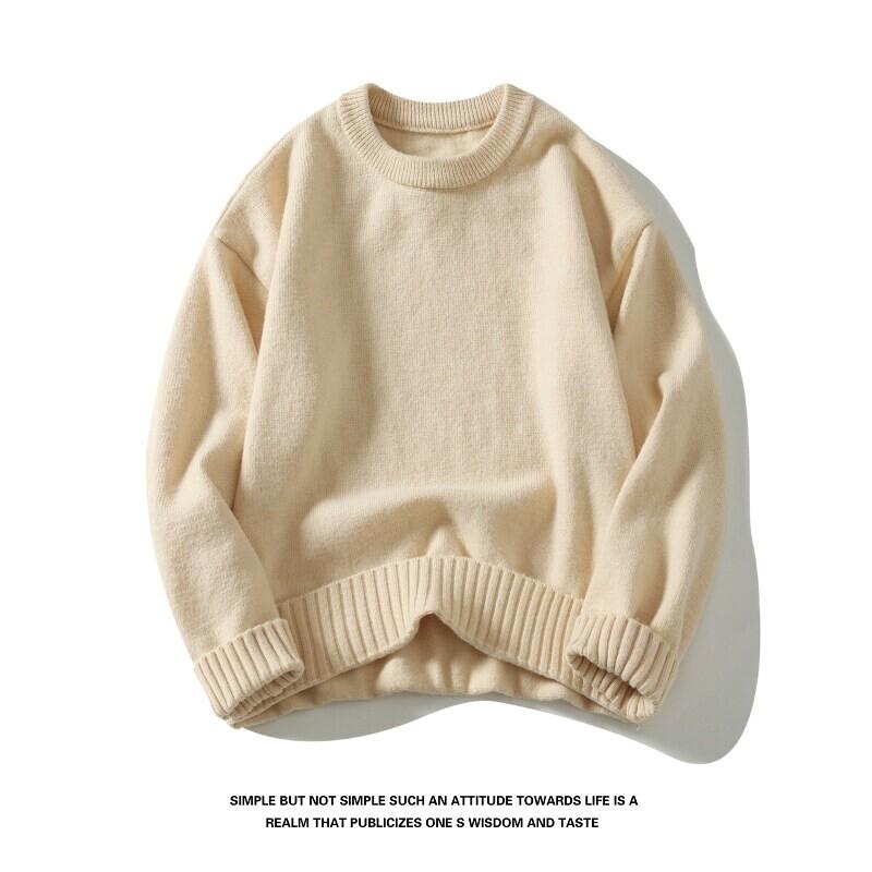 

2025 Осень Зима Мужской Повседневный Свитер Мужской Однотонный Свитер Мужской С Круглым Вырезом Длинный Рукав Вязаный Пуловер Харадзюку L абрикосовый