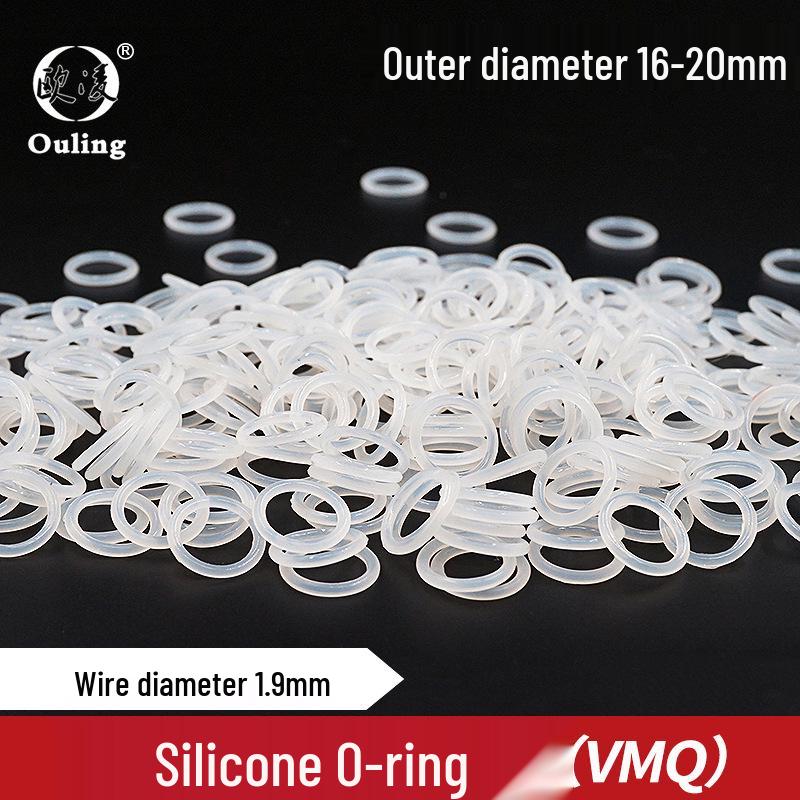White Silicone Waterproof O-Ring, OD 16-20mm, Cross-Section 1.9mm, Eco-Friendly & Temperature Resistant Outer Diameter 16mm (10 pcs) White Silicone O-ring